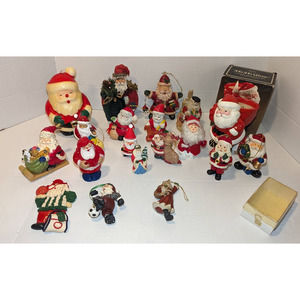Lot Vintage Santa Claus Christmas Decorations Ornaments Candle Figures  5#